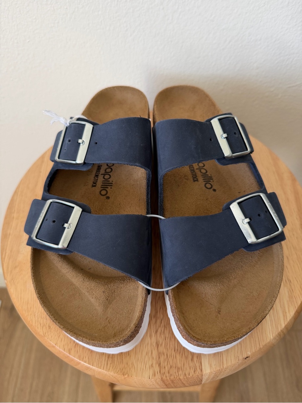 NWT Papillio Birkenstock Navy Nubuck Platform Sandals EU 41